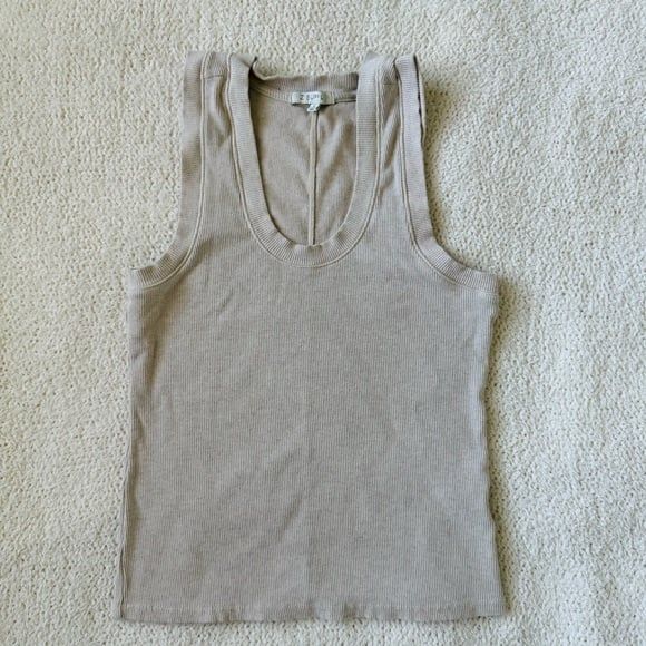 Z SUPPLY Beige Sirena Ribbed Fitted Tank Top Womens Size S Casual Staple Boho - Picture 2 of 7